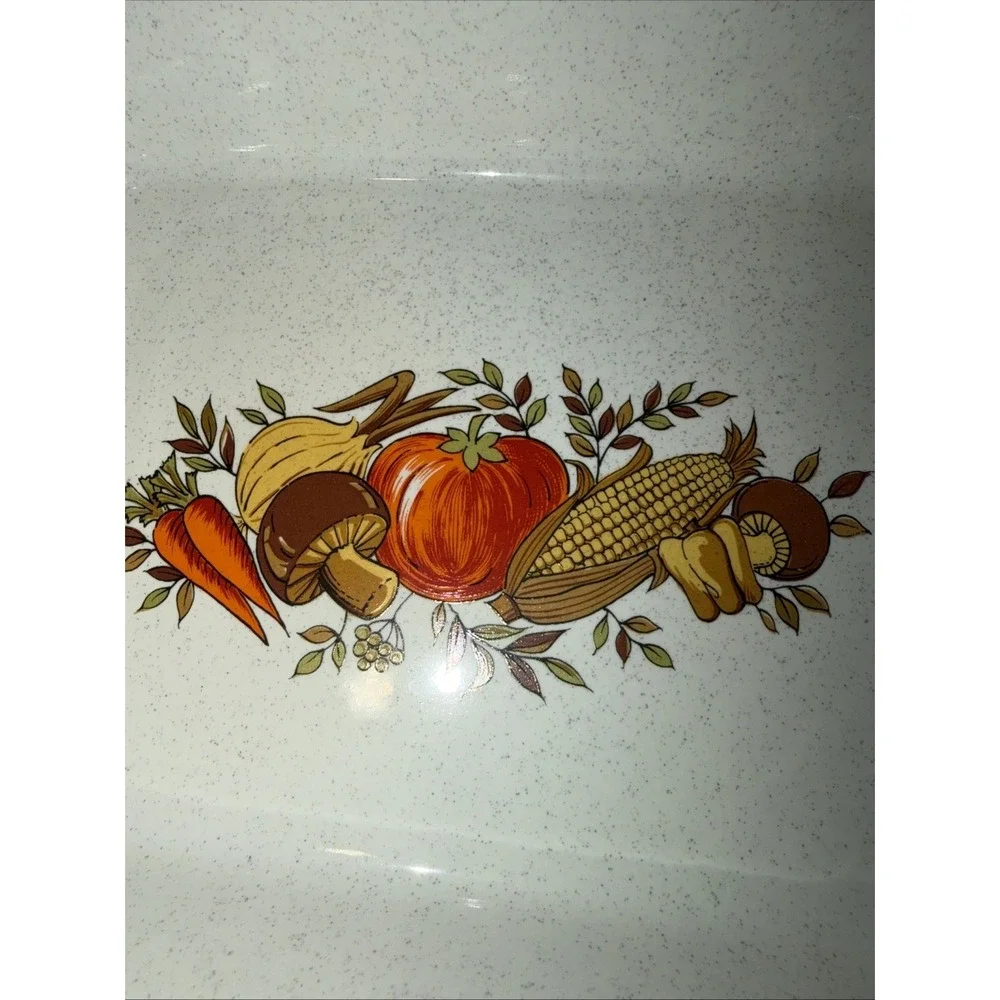 Vtg Stoneware Casserole Dish Lid  Made In Japan‎ Vegetable Harvest Ovenproof